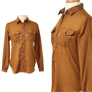 Vintage Levi’s 1980 USA Olympic Games long sleeve brown plaid button up shirt